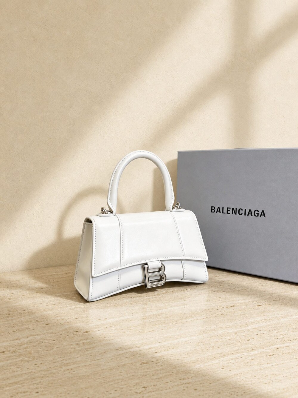 Balenciaga Shiny Calfskin Hourglass Top Handle Handbag - Picture 2 of 5